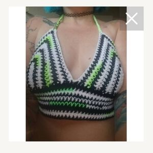 Handmade Beetlejuice Inspired Crochet Halloween Top M-L